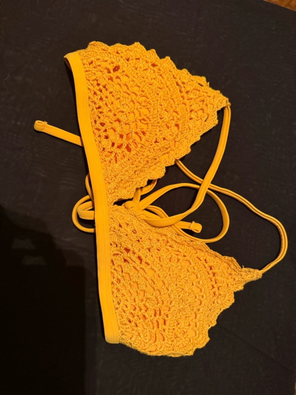 Xhilaration Yellow Crochet-Trim Bikini Top